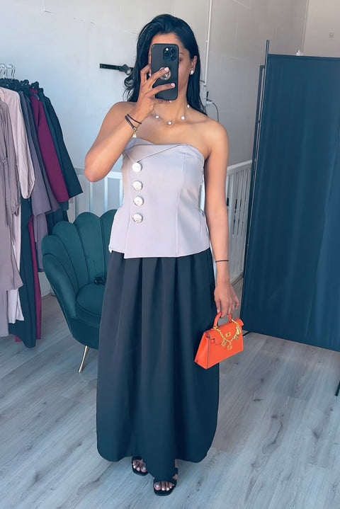 ROK MET PLOOIEN ZWART (RP01)