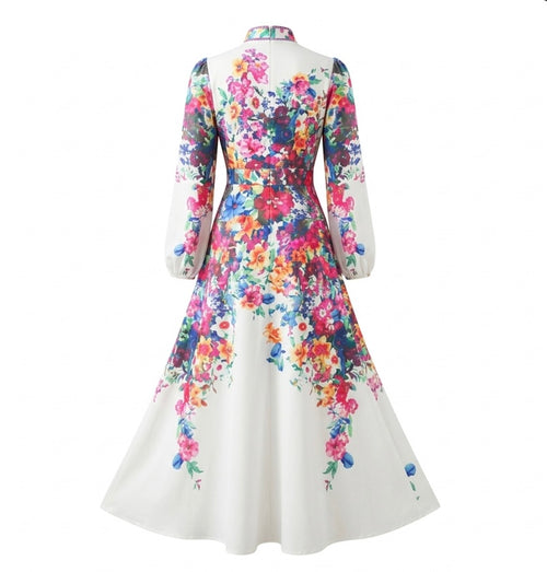 Jardin de Couleurs Maxi-Robe zimmer – Kleurrijke Bloemrijke Doorknoopjurk met Ceintuur