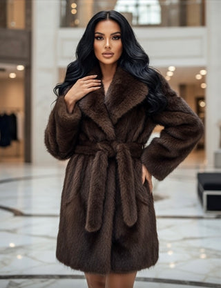 Bontjas met band - donker bruin