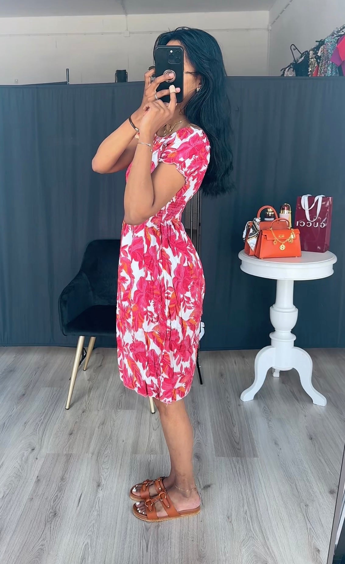 Rekbare zomer jurk met printjes roze - SDE321