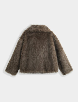 Inaya bontjas met kraag bruin - BY305