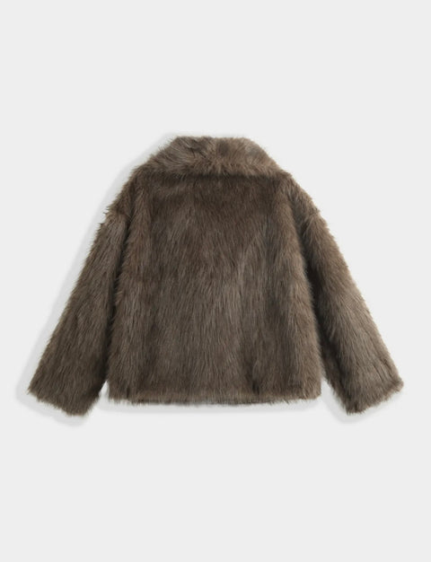 Inaya bontjas met kraag bruin - BY305