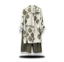 Patronen broek set van viscose - kaki (limited collection)
