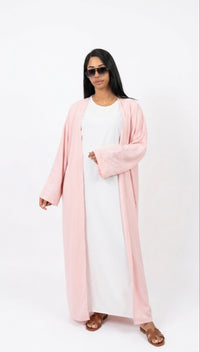 Kimono met bloemetjes roze met witte onderjurk