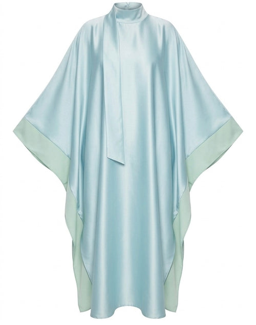 De Zijdezachte Kaftan-Jurk met Sjaal-Detail blauw