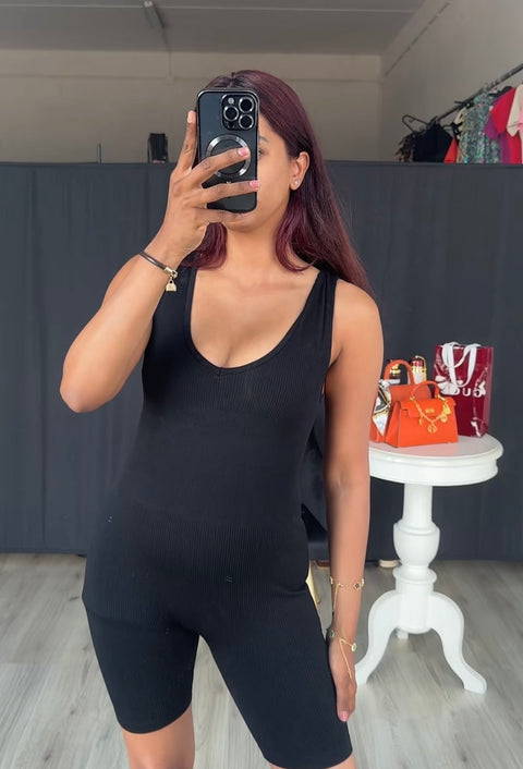 Jumpsuit met scrunch zwart