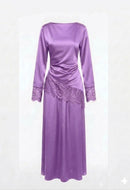 Wine velvet rok blouse set - lila
