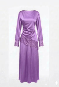 Wine velvet rok blouse set - lila