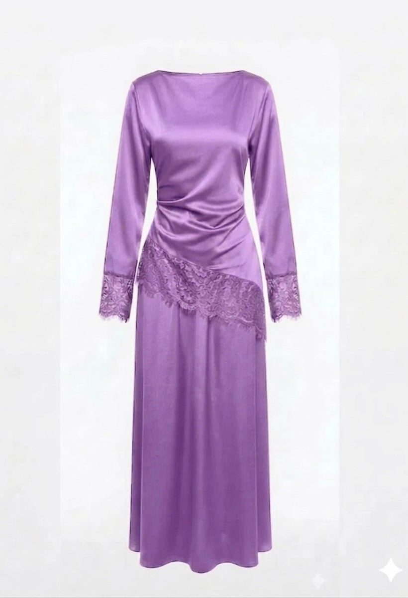 Wine velvet rok blouse set - lila