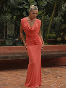 Gala maxi jurk - coral C-45610