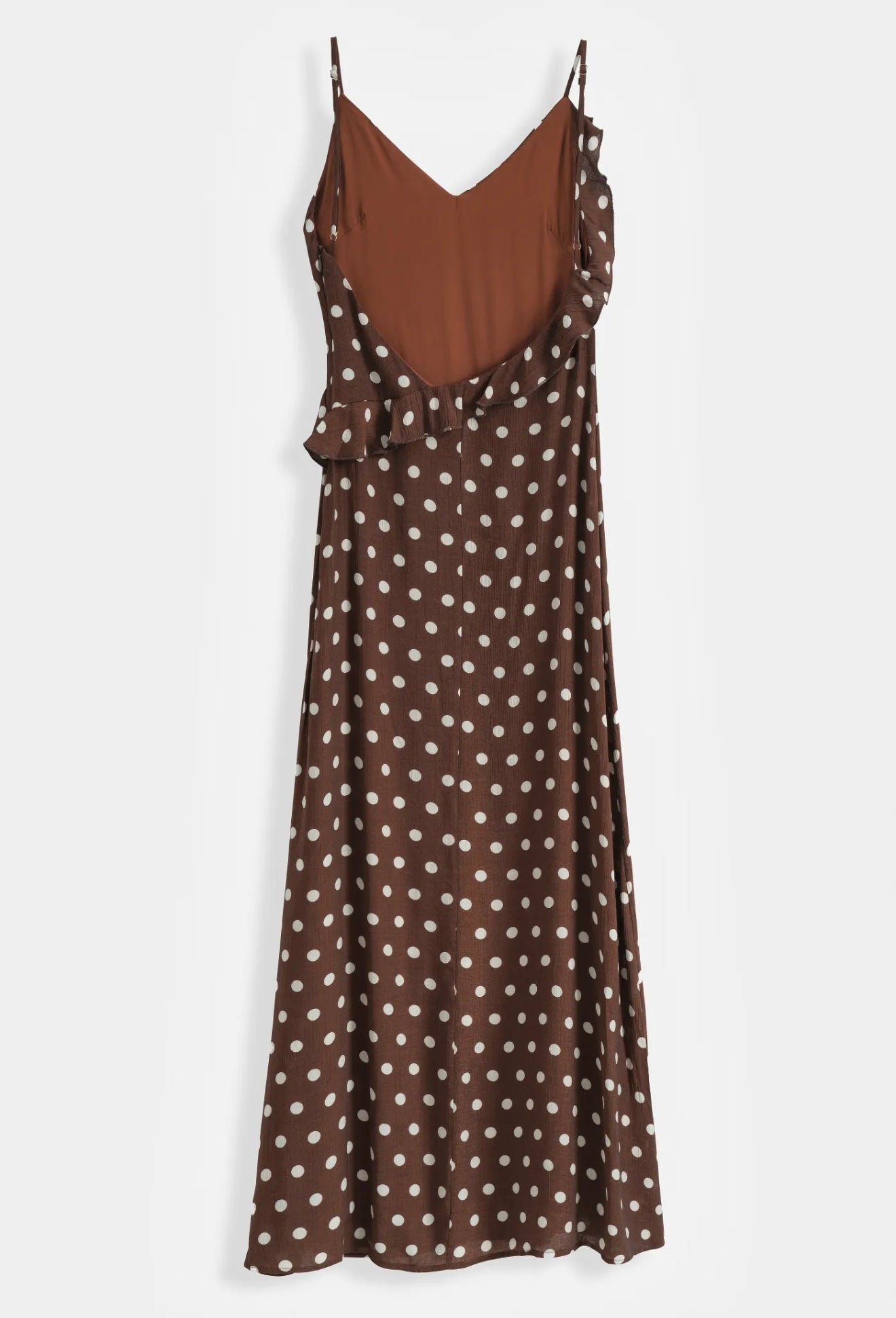 Bruine maxi jurk met stippels - PS9632S