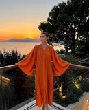 Flora wijde jurk - oranje