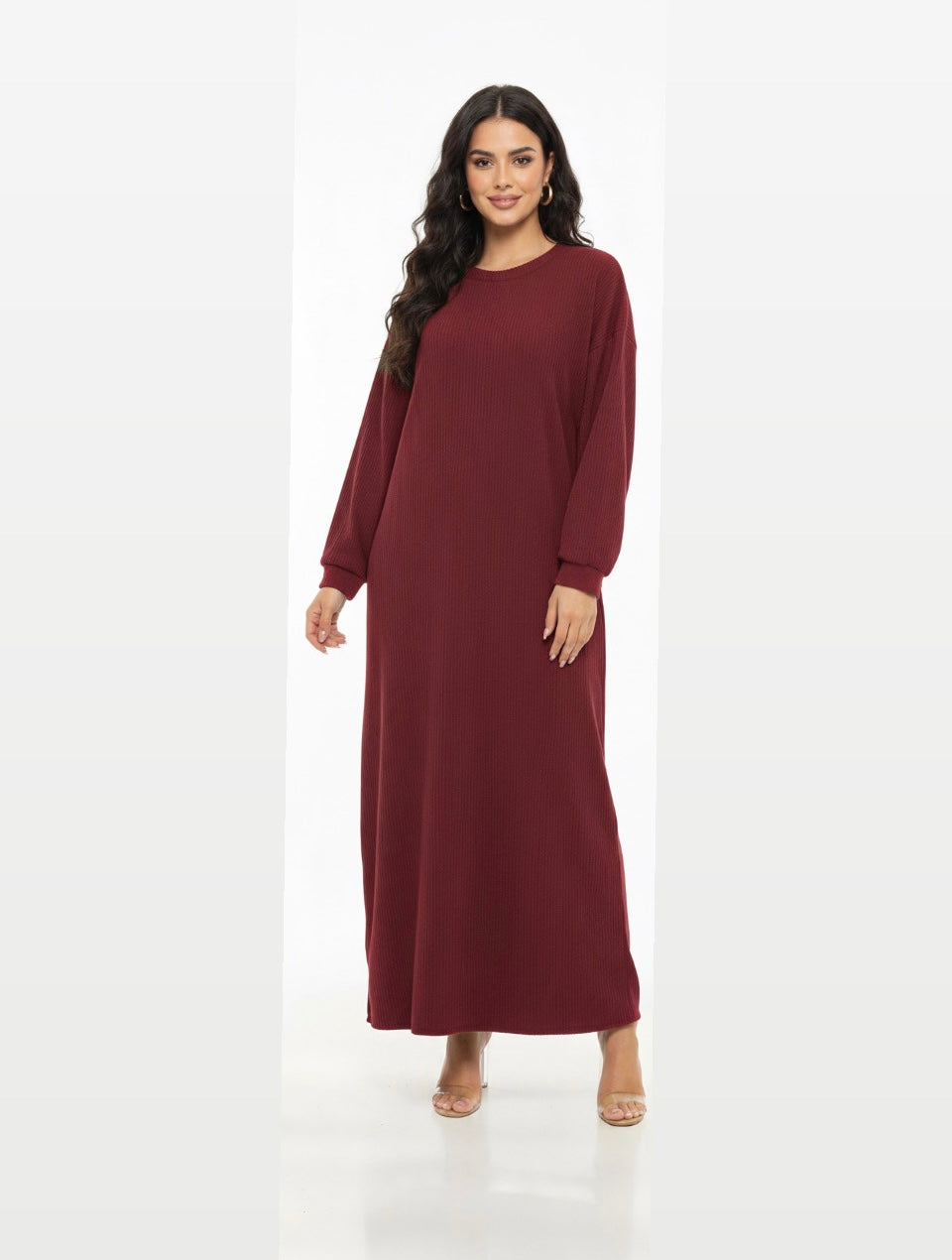 ZYRA LANGE WIJDE JURK BURGUNDY (ZJ01)