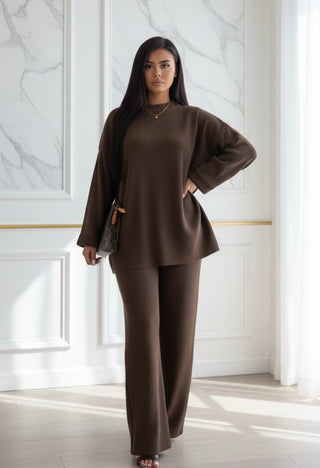 Zyra comfy dark brown two piece