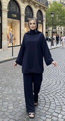 Comfy oversized sweater with wide pants - navy pre order
