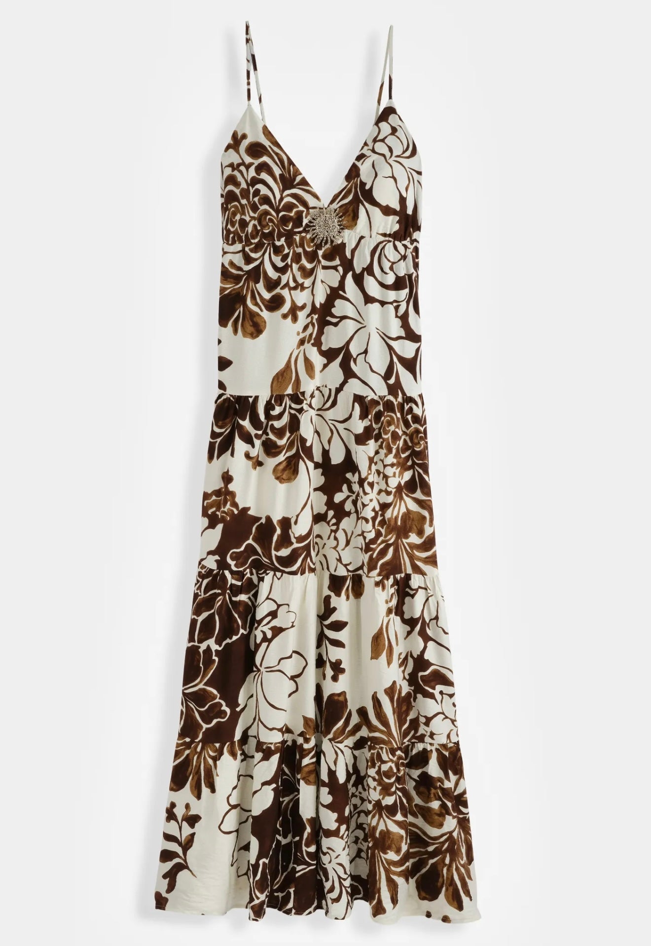 Santorini Brown white maxi-dress
