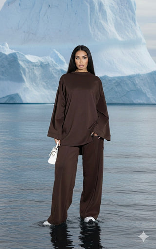 Comfy co-ord set met lange top en oversized broek 6033