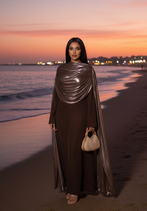 Desert choco abaya dress - 83221 (launch 9 march)