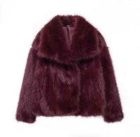 Faux fur bontjas - burgundy 3278