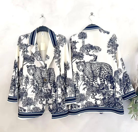 White blue oversized blazer - exclusive edition