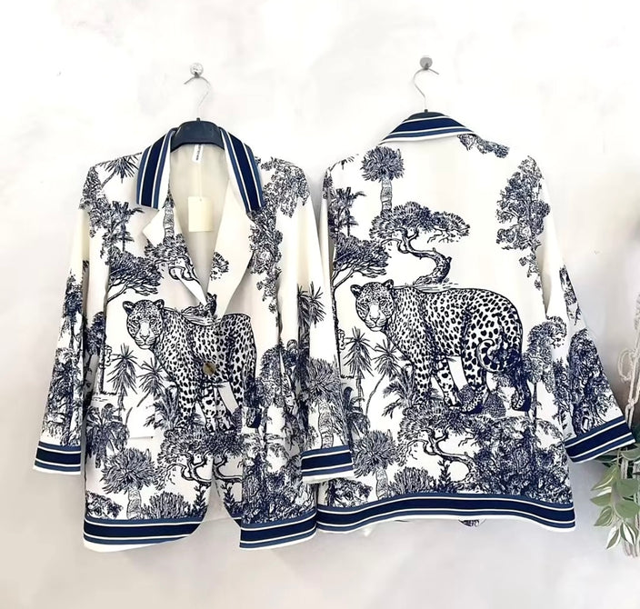 White blue oversized blazer - exclusive edition