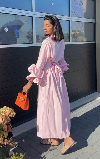 Jurk met ruffles baby pink - M5250