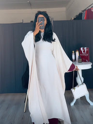 Abaya met touwtjes binnenkant beige