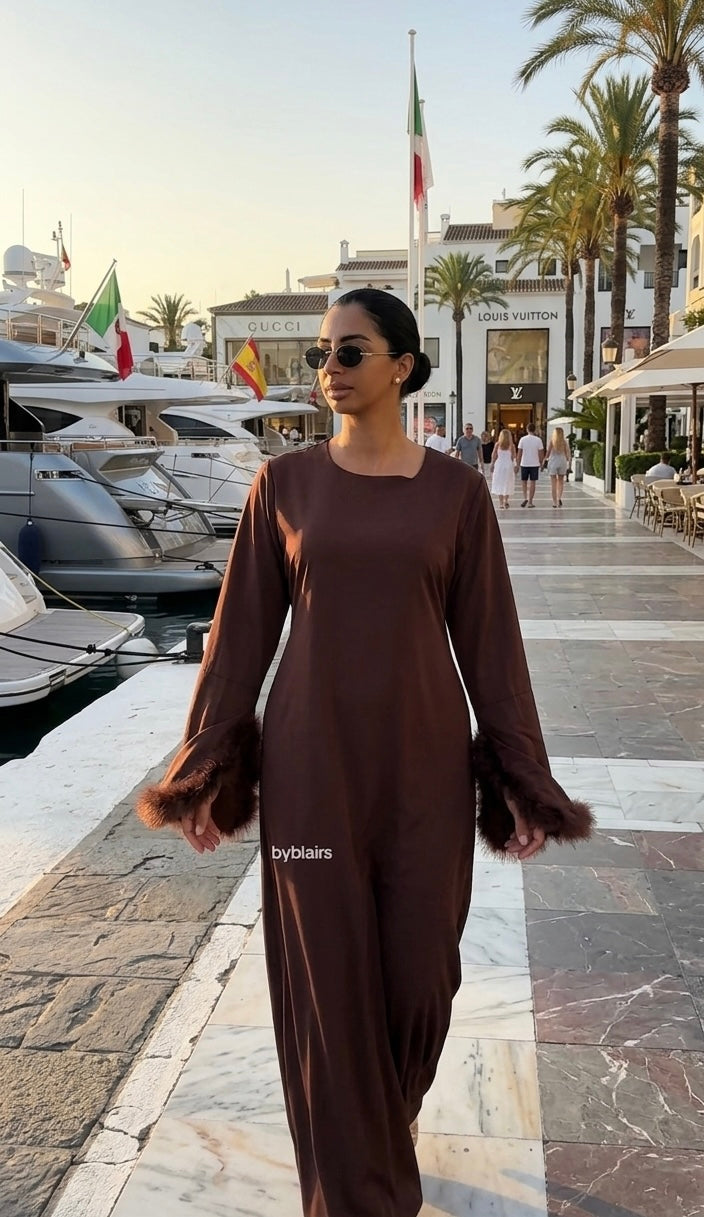 Veren jurk - donker bruin