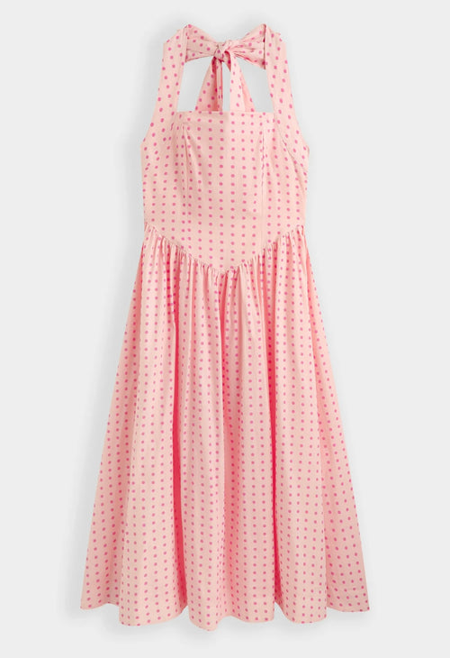Halter jurk met stippels roze - PS9581S