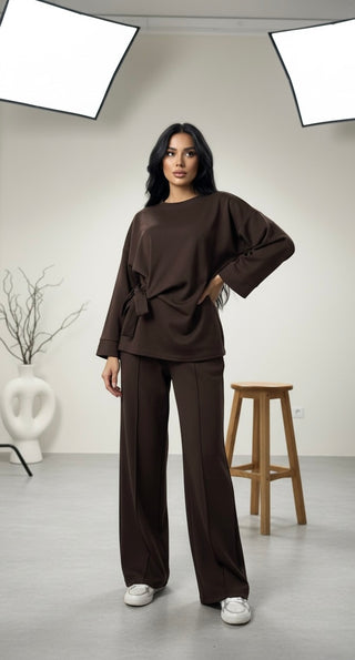 Set met strik en wijde broek