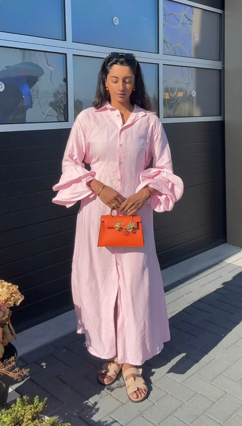 Jurk met ruffles baby pink - M5250