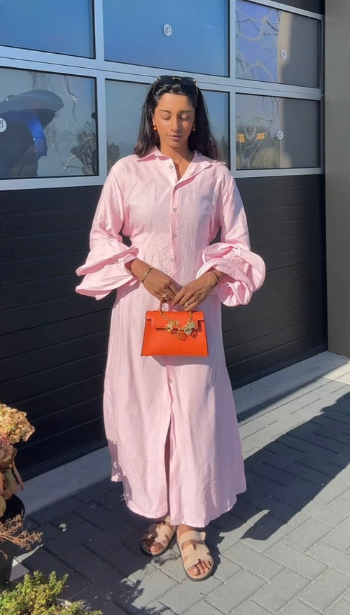 Jurk met ruffles baby pink - M5250