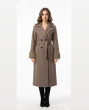 Manteljas met faux fur bont mouwen en band - taupe 6077