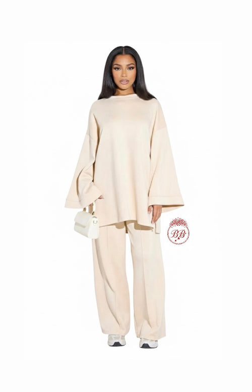 Summer: Comfy co-ord set met lange top en oversized broek - 6033