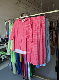 Lies rode ruitjes broek set maat M