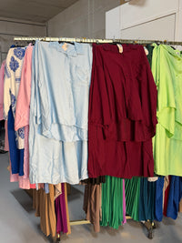 Inaya licht blauw en burgundy rok setjes van viscose