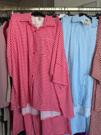 Danah rood en licht blauw ruitjes broek set medium (aanvullen bestelling)