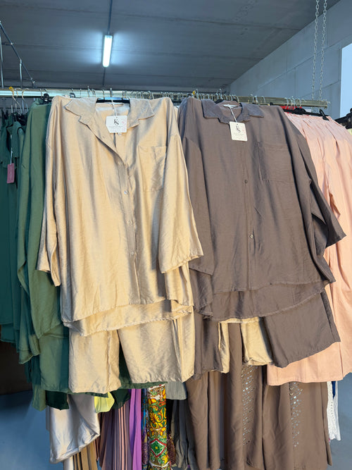 Lems momlifebyiems taupe en beige viscose broek setjes