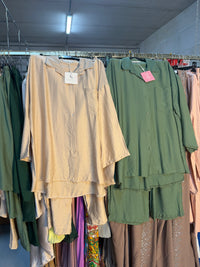Rosita beige en kaki viscose broek setjes