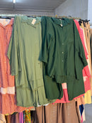 Dounia335588 donker groene en kaki broek setjes van viscose
