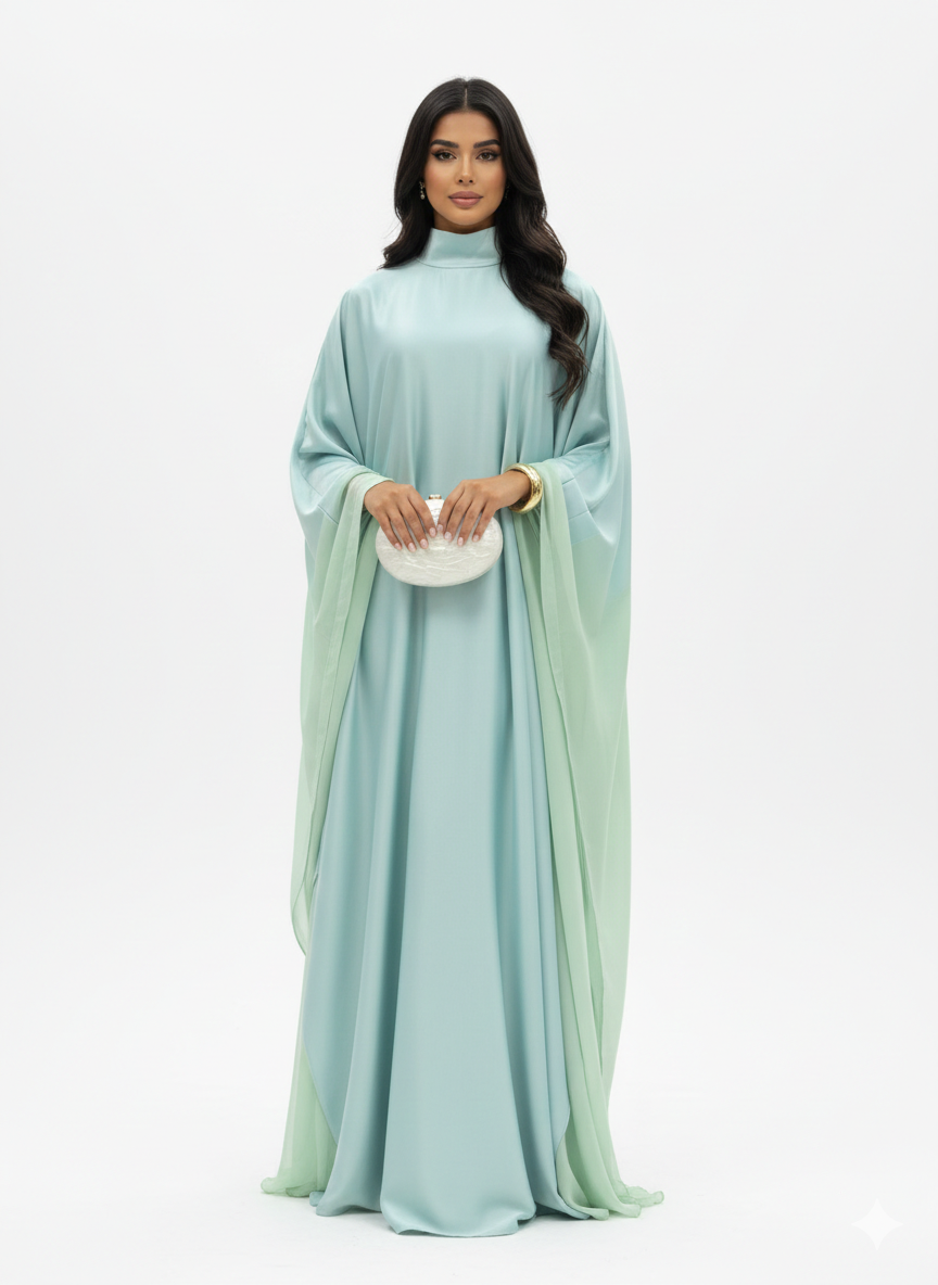 Satijnen wijde kaftan jurk pre order - ramadan collectie