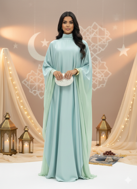 Satijnen wijde kaftan jurk - ramadan collectie
