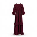 Ruffles jurk met korte v-hals - burgundy