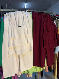 Varida navy en donker groen en burgundy en wit ruffles broek setjes