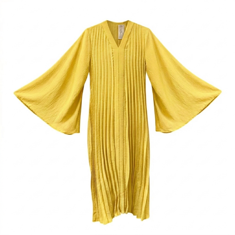 Flora wijde jurk  - yellow PRE ORDER