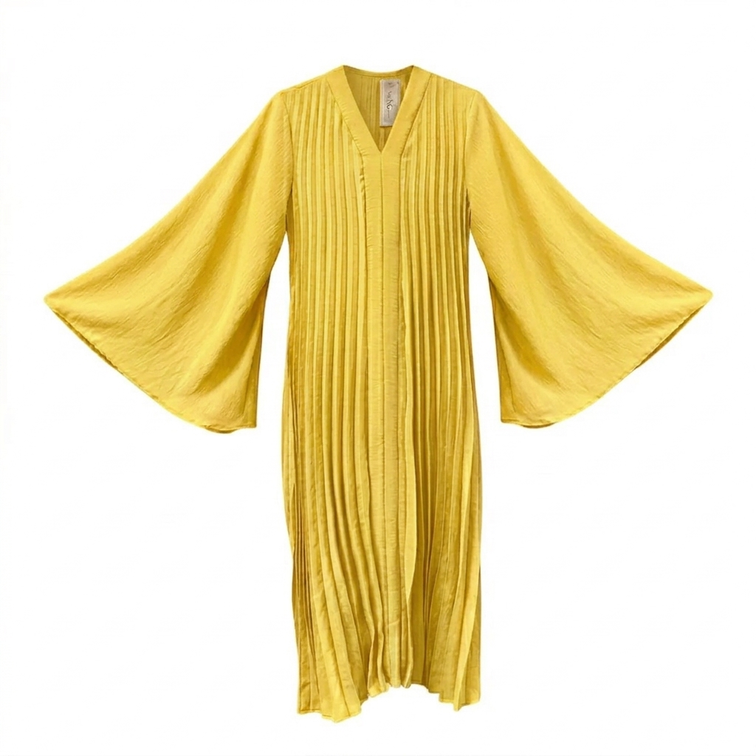 Flora wijde jurk  - yellow (launch 18 mei)