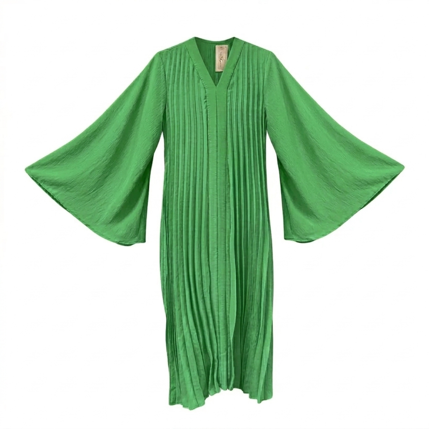 Flora wijde jurk - groen (launch 18 mei)
