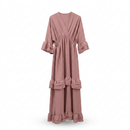 Ruffles maxi-jurk short v-neck - roze