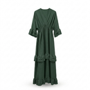 Ruffles maxi-dress short v-neck - green dark