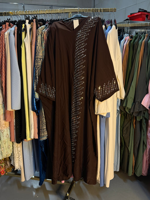 Rash bruine Abaya met steentjes